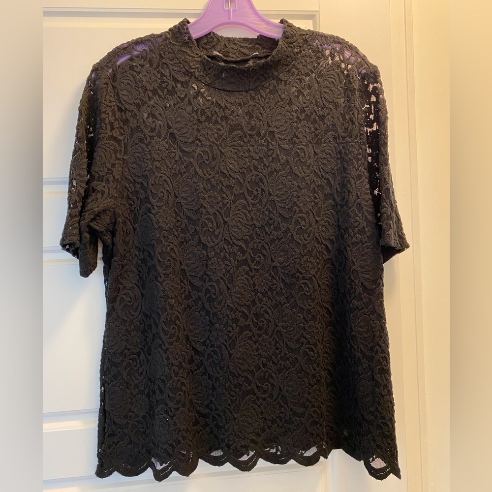 Black lace top, size XL